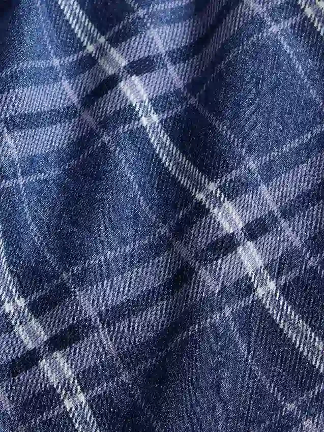 Ekose Desenli Denim Mini Etek