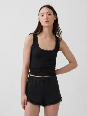 En Yumuşak Modal Dantel Süslemeli Pijama Tank Top