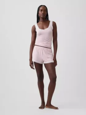 En Yumuşak Modal Dantel Süslemeli Pijama Tank Top