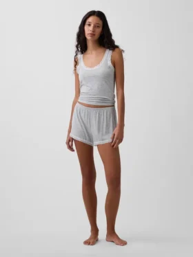 En Yumuşak Modal Dantel Süslemeli Pijama Tank Top