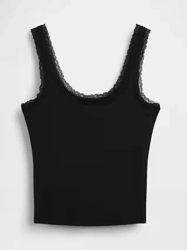 En Yumuşak Modal Dantel Süslemeli Pijama Tank Top