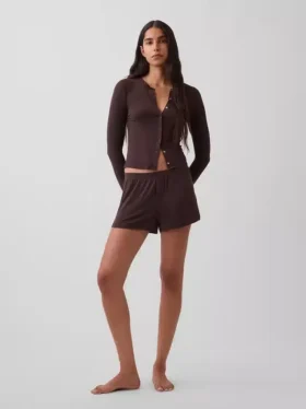En Yumuşak Modal Ribana Pijama Şortları