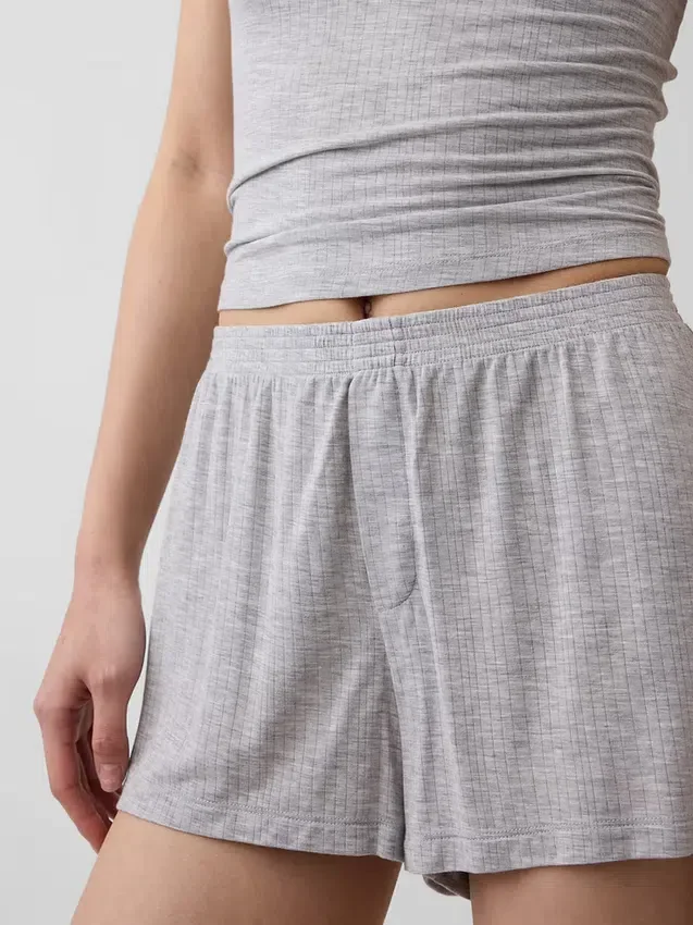 En Yumuşak Modal Ribana Pijama Şortları