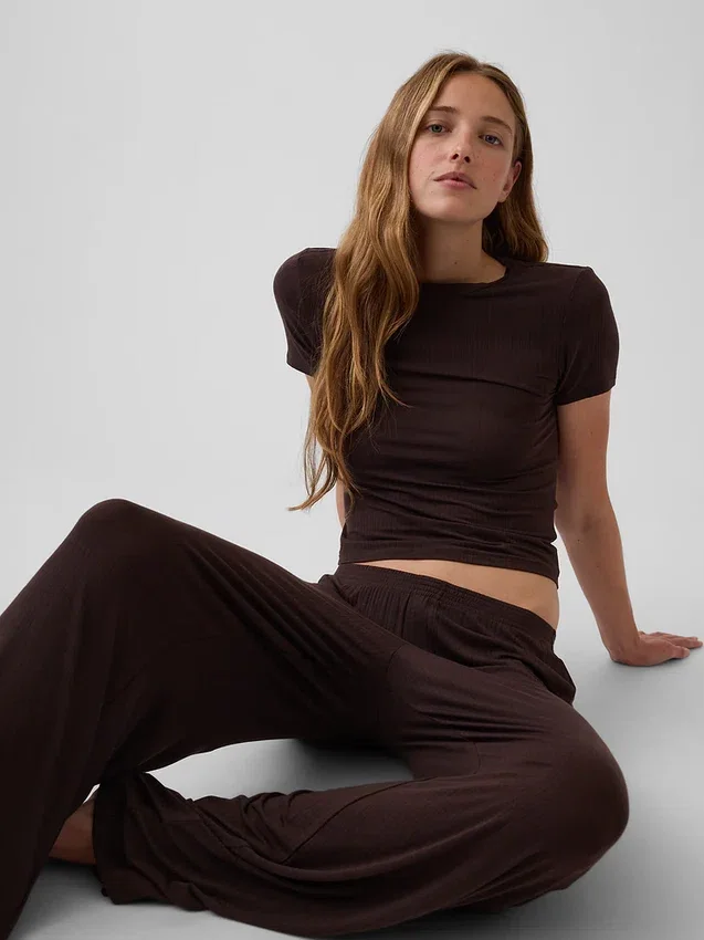 En Yumuşak Modal Ribana Pijama Tişörtü