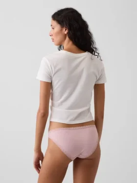 En Yumuşak Organik Streç Pamuklu Dantel Kenarlı Bikini