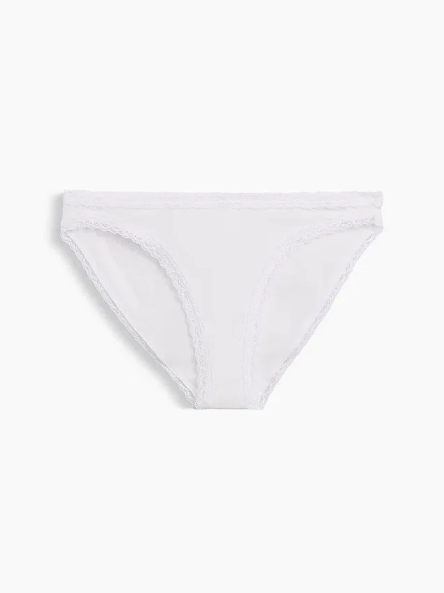 En Yumuşak Organik Streç Pamuklu Dantel Kenarlı Bikini