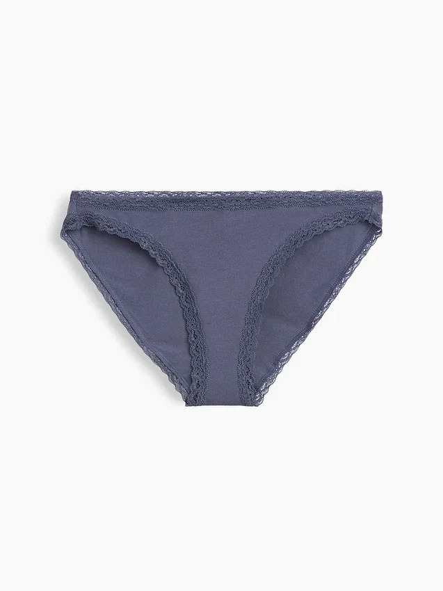 En Yumuşak Organik Streç Pamuklu Dantel Kenarlı Bikini