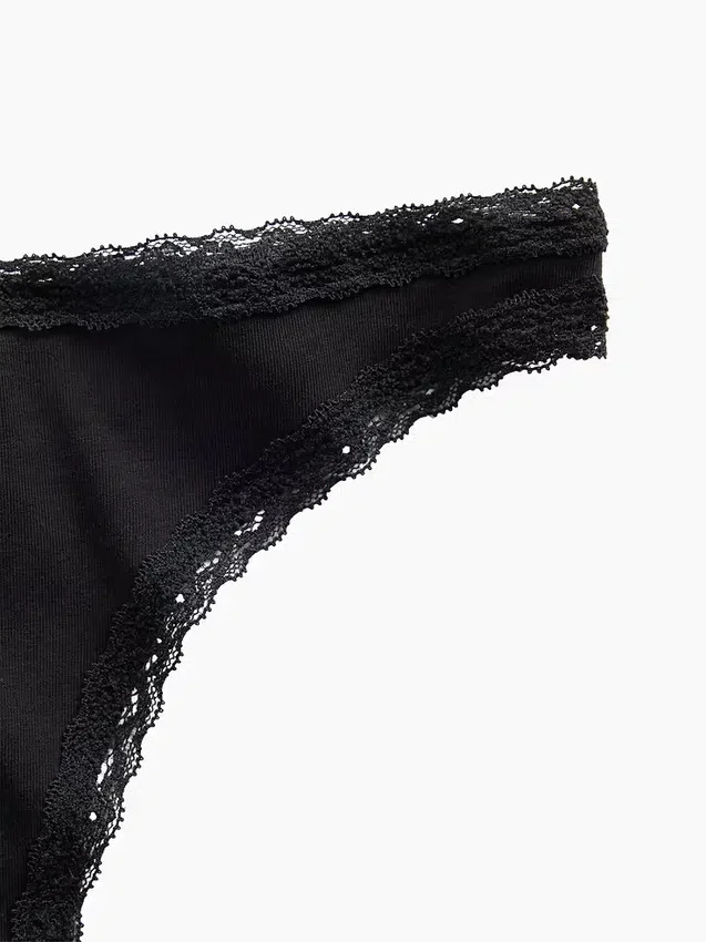 En Yumuşak Organik Streç Pamuklu Dantel Kenarlı Tanga