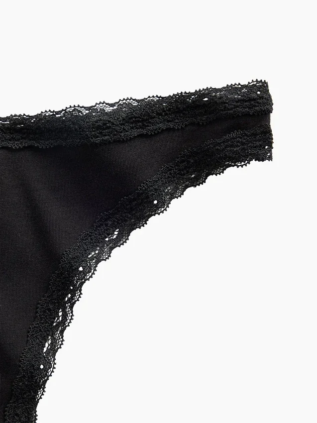 En Yumuşak Organik Streç Pamuklu Dantel Kenarlı Tanga