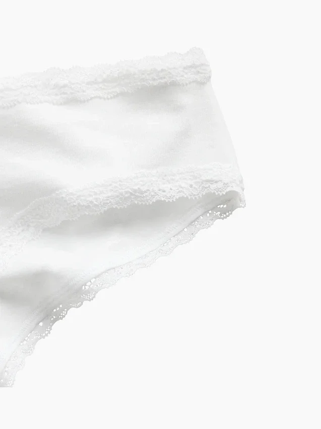 En Yumuşak Organik Streç Pamuklu Dantel Süslemeli Cheeky Hipster