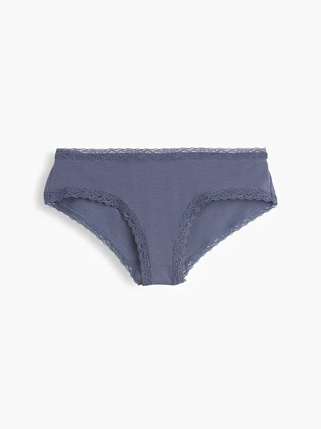 En Yumuşak Organik Streç Pamuklu Dantel Süslemeli Cheeky Hipster