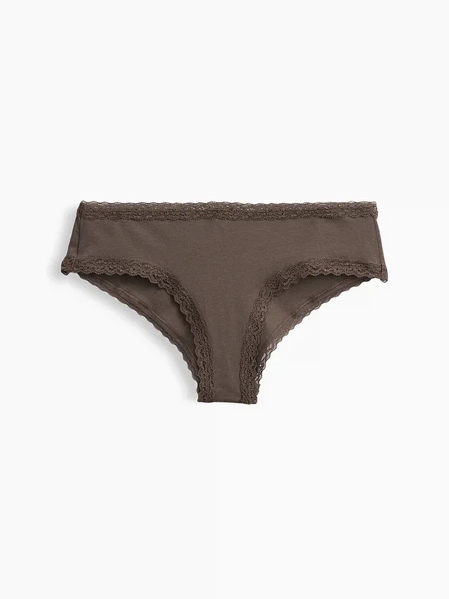 En Yumuşak Organik Streç Pamuklu Dantel Süslemeli Cheeky Hipster
