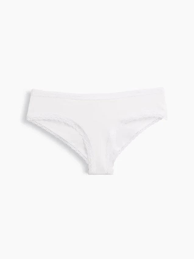 En Yumuşak Organik Streç Pamuklu Dantel Süslemeli Cheeky Hipster