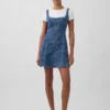 Fermuarlı Ön Kısımlı Denim Mini Elbise