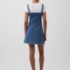 Fermuarlı Ön Kısımlı Denim Mini Elbise