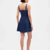 Fermuarlı Ön Kısımlı Denim Mini Elbise
