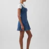Fermuarlı Ön Kısımlı Denim Mini Elbise