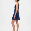 Fermuarlı Ön Kısımlı Denim Mini Elbise