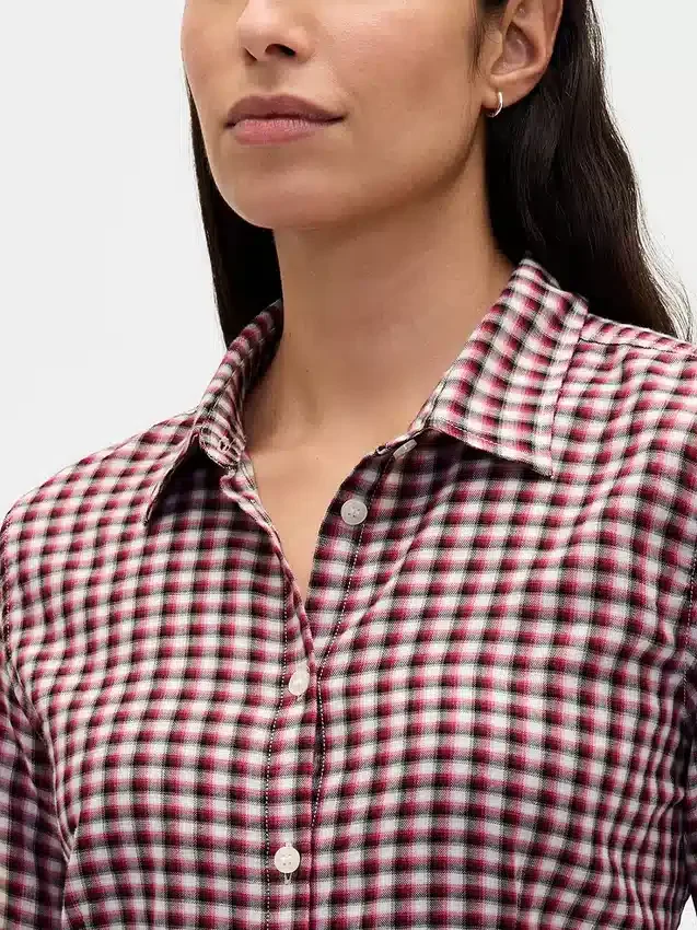 Flanel Dar Kesim Ekose Gömlek