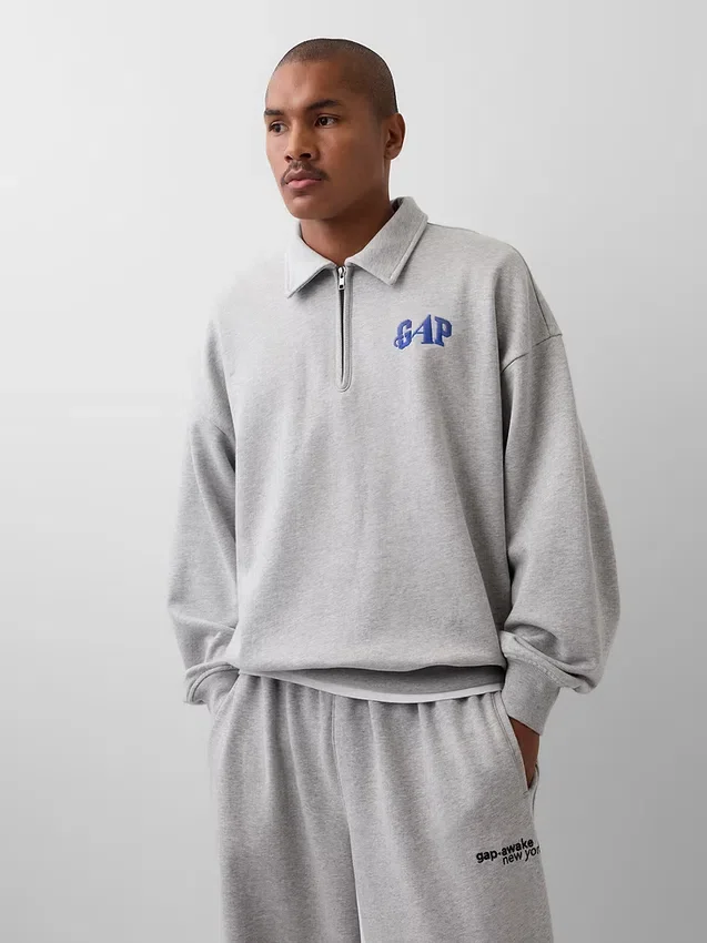 GAP × Awake Ny Ağır Dokuma Oversized Çeyrek Fermuarlı Kazak