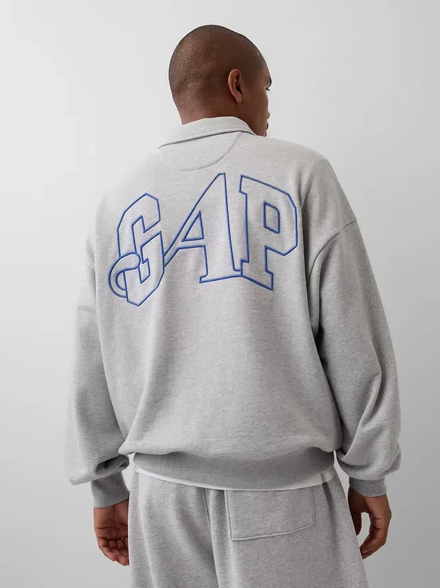 GAP × Awake Ny Ağır Dokuma Oversized Çeyrek Fermuarlı Kazak