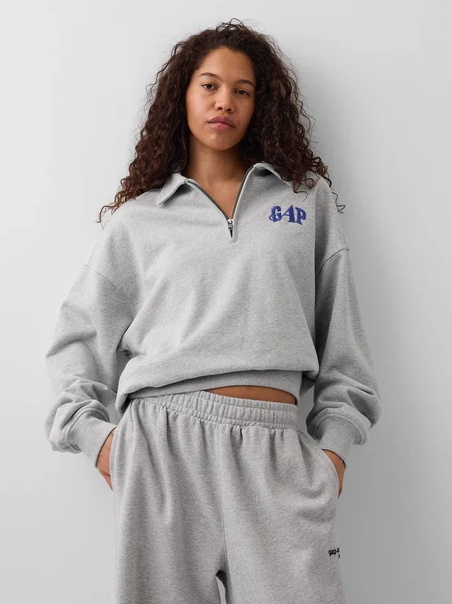 GAP × Awake Ny Ağır Dokuma Oversized Çeyrek Fermuarlı Kazak