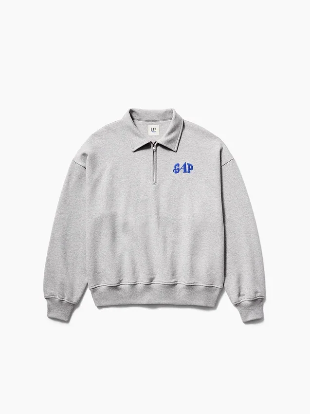 GAP × Awake Ny Ağır Dokuma Oversized Çeyrek Fermuarlı Kazak