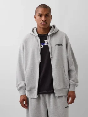 Gap × Awake Ny Ağır Dokuma Oversized Logolu Fermuarlı Kapüşonlu Sweatshirt