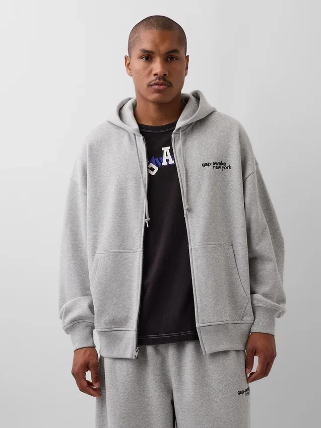 Gap × Awake Ny Ağır Dokuma Oversized Logolu Fermuarlı Kapüşonlu Sweatshirt