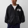 Gap × Awake Ny Ağır Dokuma Oversized Logolu Fermuarlı Kapüşonlu Sweatshirt