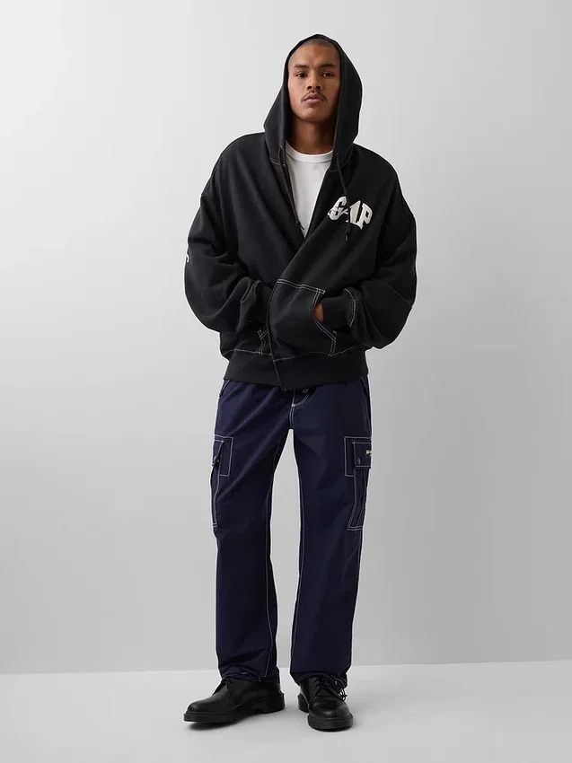 Gap × Awake Ny Ağır Dokuma Oversized Logolu Fermuarlı Kapüşonlu Sweatshirt