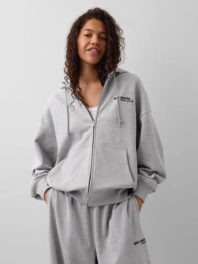 Gap × Awake Ny Ağır Dokuma Oversized Logolu Fermuarlı Kapüşonlu Sweatshirt