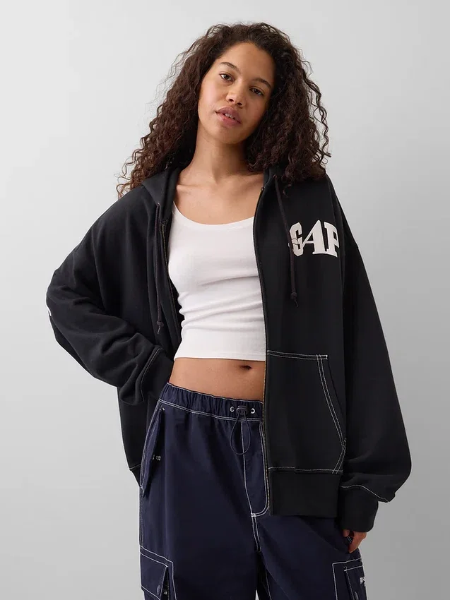 Gap × Awake Ny Ağır Dokuma Oversized Logolu Fermuarlı Kapüşonlu Sweatshirt