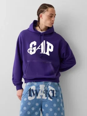 GAP × Awake Ny Ağır Kaliteli Oversized Logolu Kapüşonlu Sweatshirt