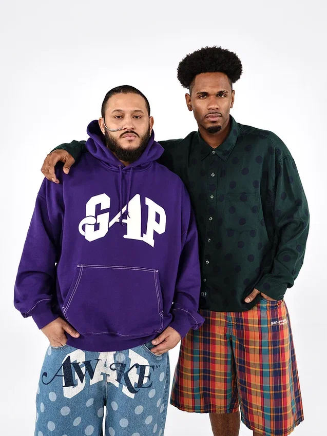 GAP × Awake Ny Ağır Kaliteli Oversized Logolu Kapüşonlu Sweatshirt