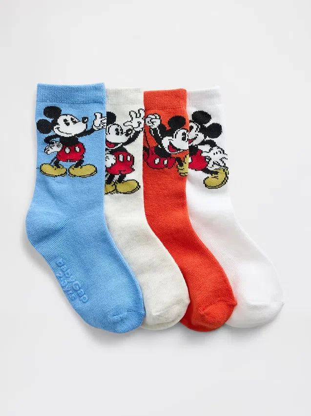 GAP × Disney Küçük Çocuklar İçin Mickey Mouse Crew Çorapları (4'lü Paket)