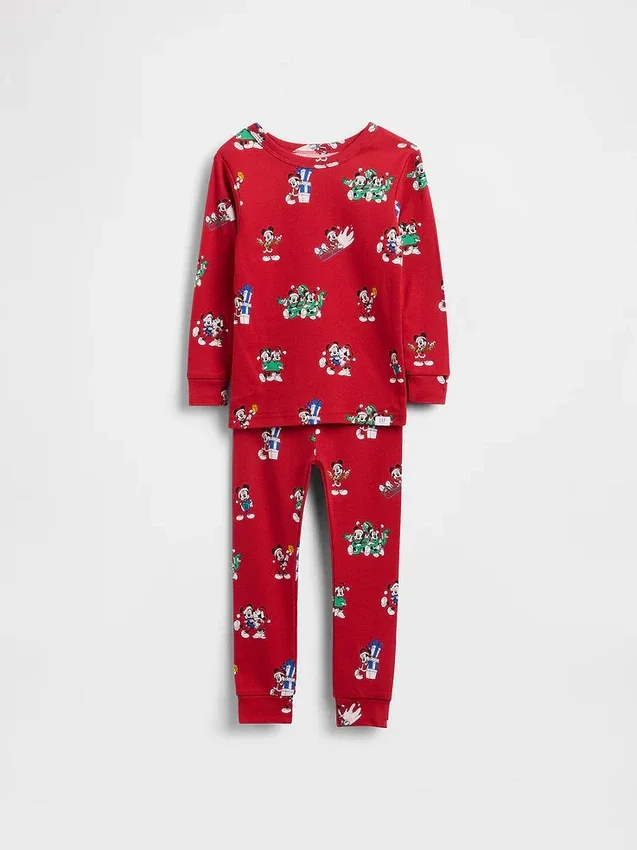 GAP × Disney Çocuk ve Bebek Organik Fırçalanmış Pamuklu Tatil Pijama Seti