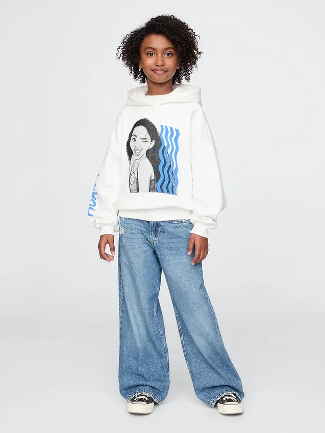 GAP × Disney Çocuk Vintagesoft Oversized Kapüşonlu Sweatshirt