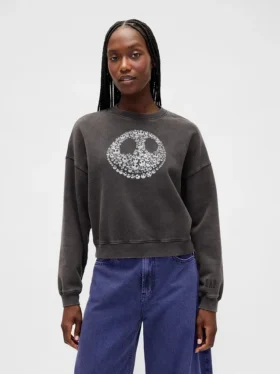GAP × Disney Tim Burton'ın Noel Öncesi Kabusu Ağır Katlı Kurukafa Sweatshirt