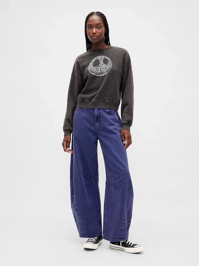 GAP × Disney Tim Burton'ın Noel Öncesi Kabusu Ağır Katlı Kurukafa Sweatshirt