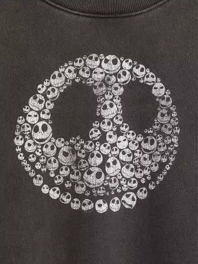 GAP × Disney Tim Burton'ın Noel Öncesi Kabusu Ağır Katlı Kurukafa Sweatshirt