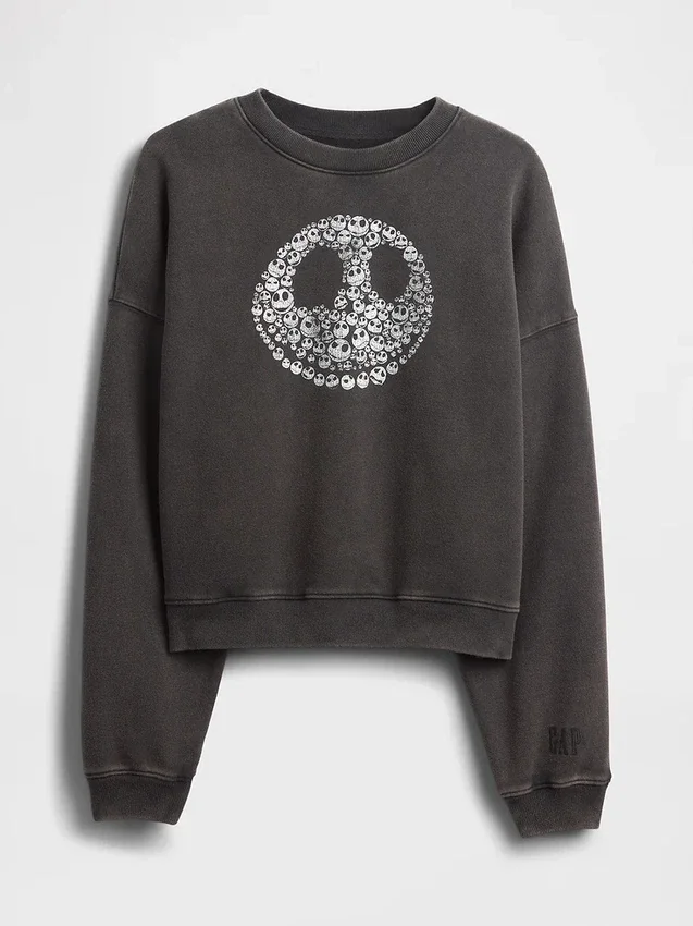 GAP × Disney Tim Burton'ın Noel Öncesi Kabusu Ağır Katlı Kurukafa Sweatshirt