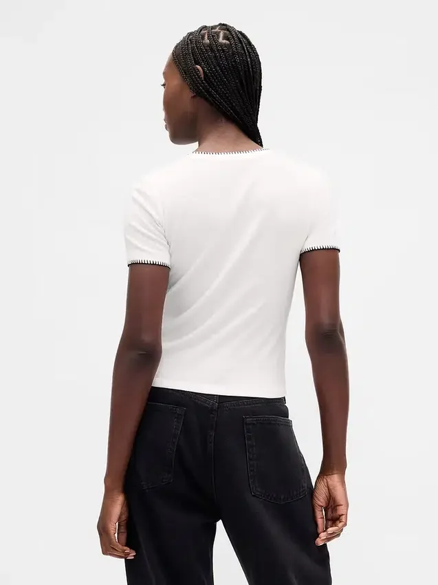 GAP × Disney Tim Burton'ın "The Nightmare Before Christmas" Modern Dar Kesim Tişört