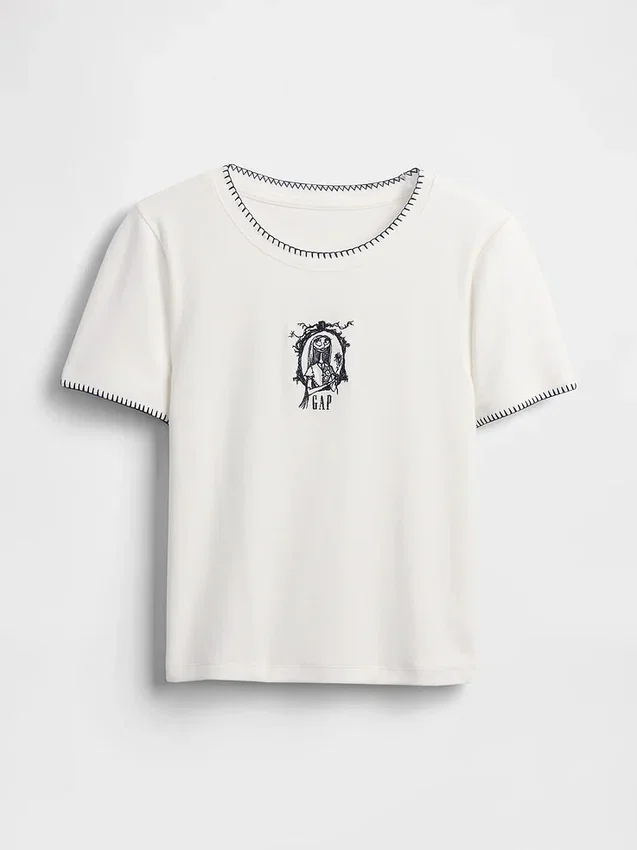 GAP × Disney Tim Burton'ın "The Nightmare Before Christmas" Modern Dar Kesim Tişört