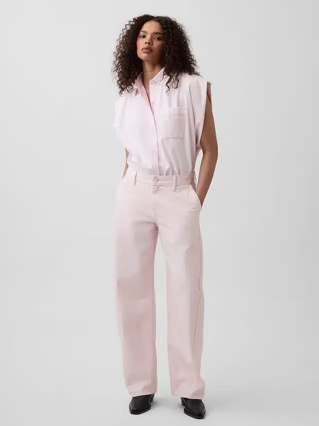GAP × Hfr Düşük Bel Pembe Bol Barrel Jean'ler, Nicole Benefield Koleksiyonu