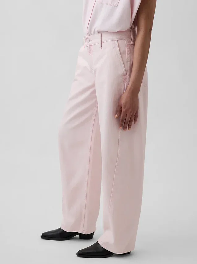 GAP × Hfr Düşük Bel Pembe Bol Barrel Jean'ler, Nicole Benefield Koleksiyonu