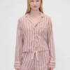 Gap × Summer Fridays Bol Kesim Flanel Çizgili Pijama Gömleği