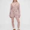 Gap × Summer Fridays Bol Kesim Flanel Çizgili Pijama Gömleği
