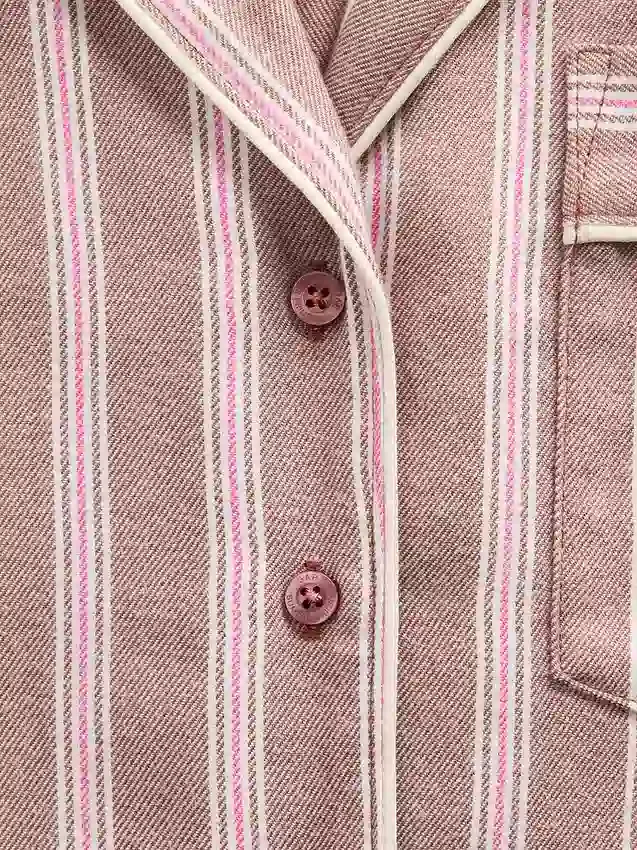 Gap × Summer Fridays Bol Kesim Flanel Çizgili Pijama Gömleği