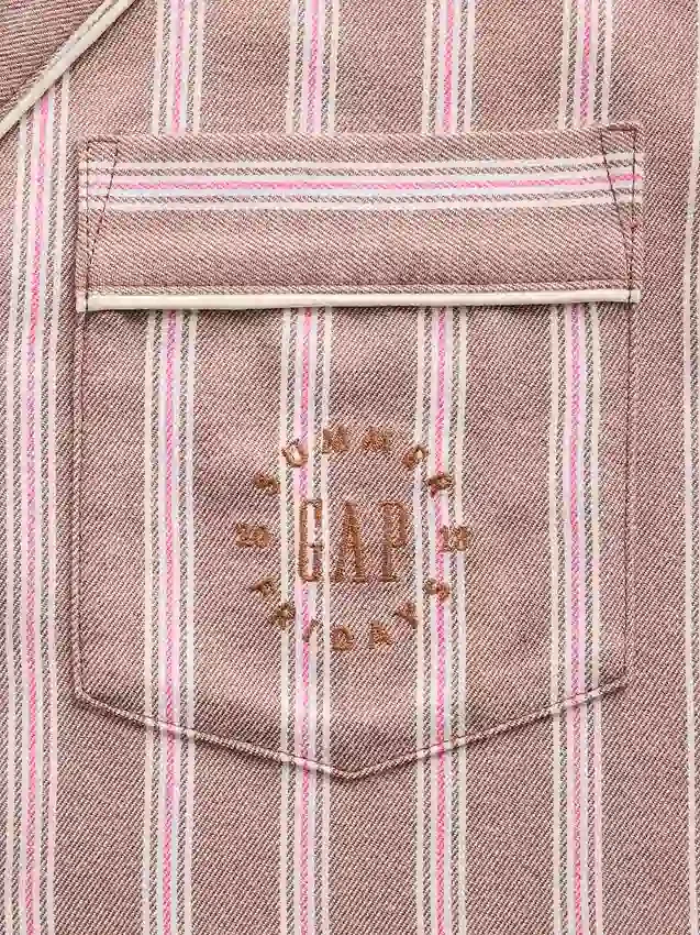 Gap × Summer Fridays Bol Kesim Flanel Çizgili Pijama Gömleği
